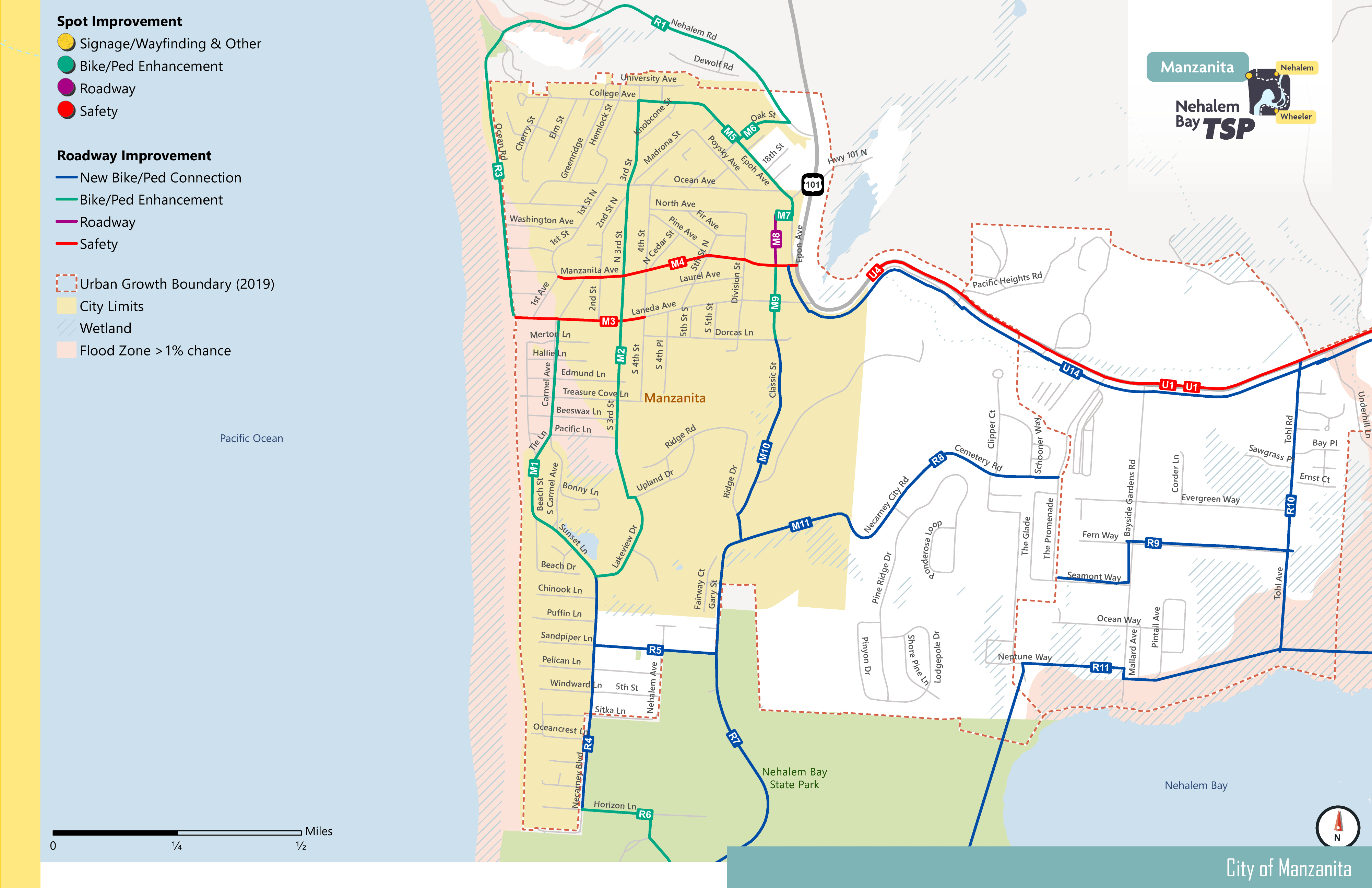 Map showing proposed projects in Manzanita