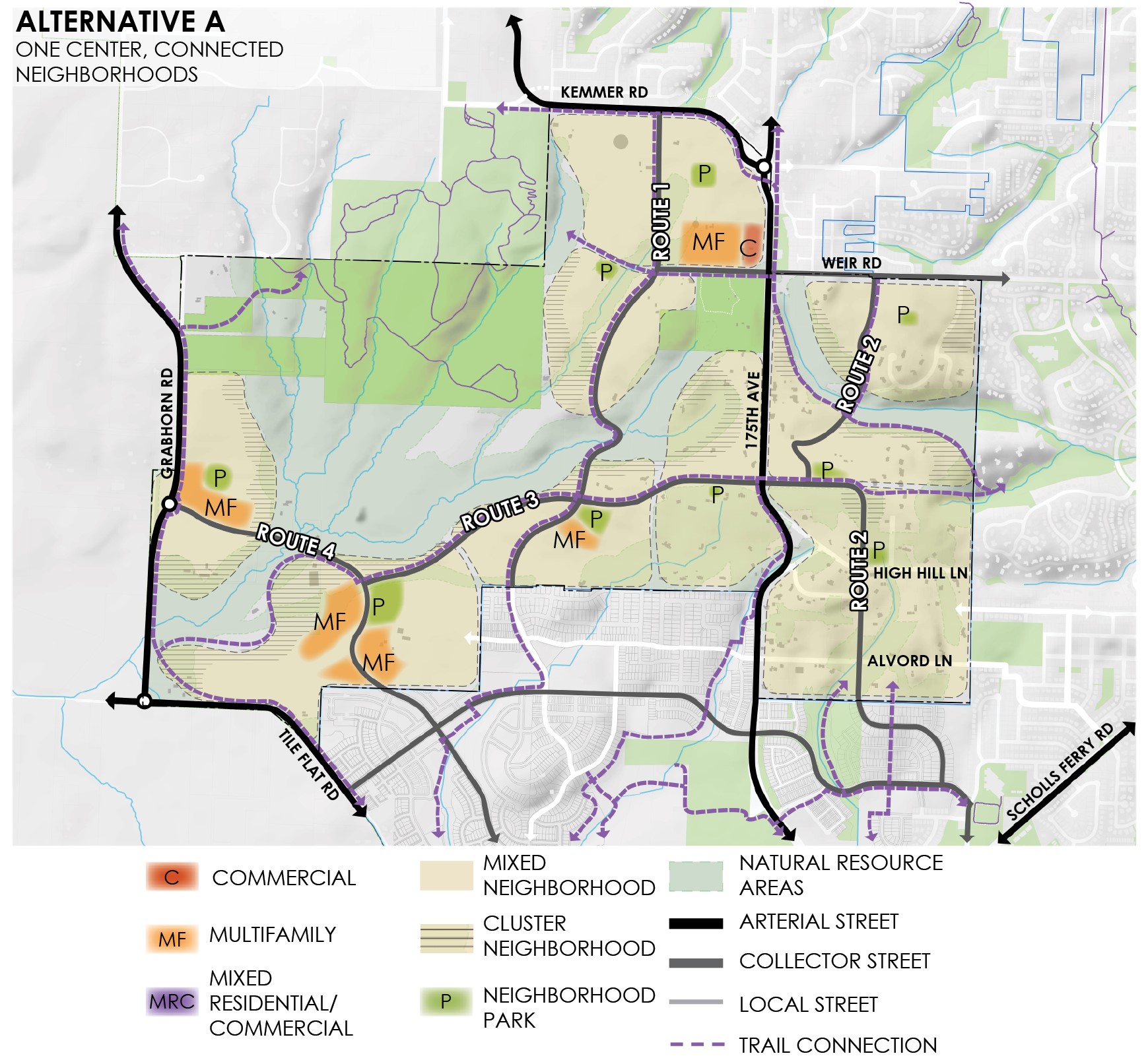 Map diagram of Alternative A