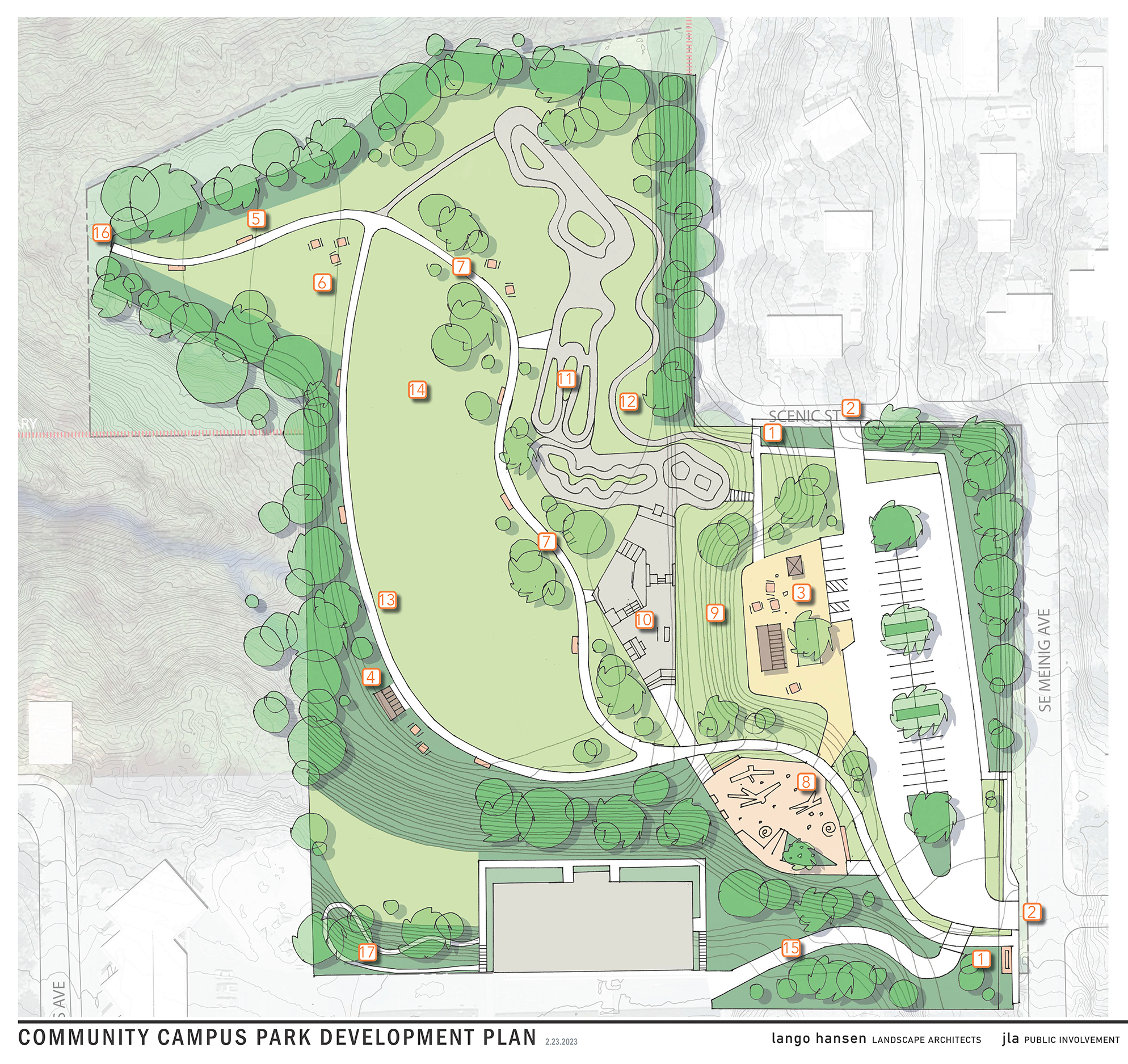 zoom in of Meander's gathering areas design