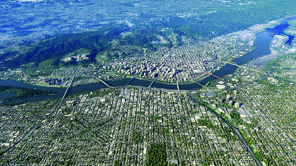 Portland, Oregon viewed from a drone