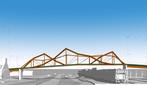 Design rendering of the broken top truss bridge option.