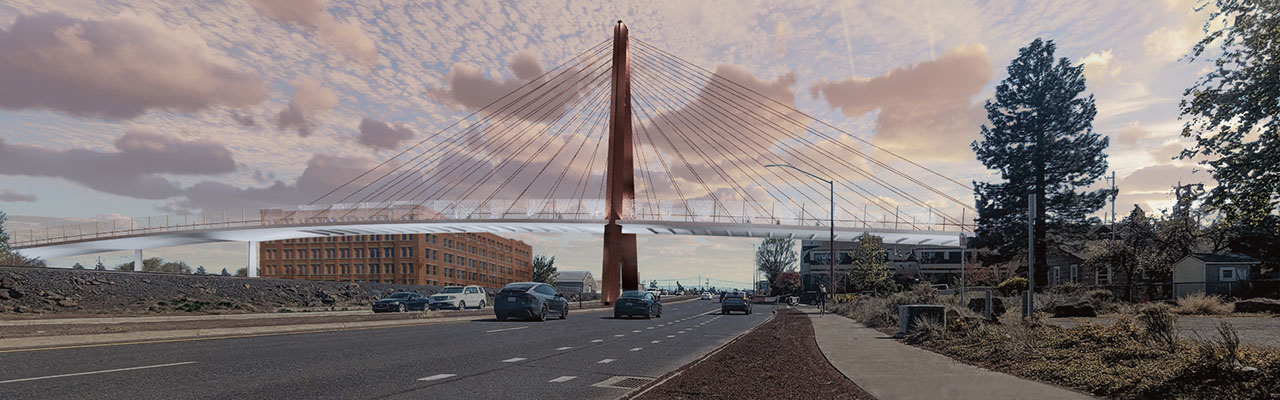 Rendered image of the bridge option 2