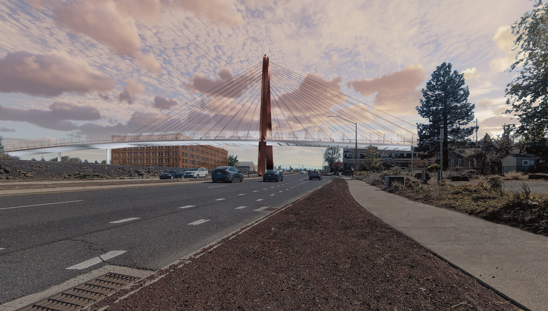 Rendered image of the bridge option 2