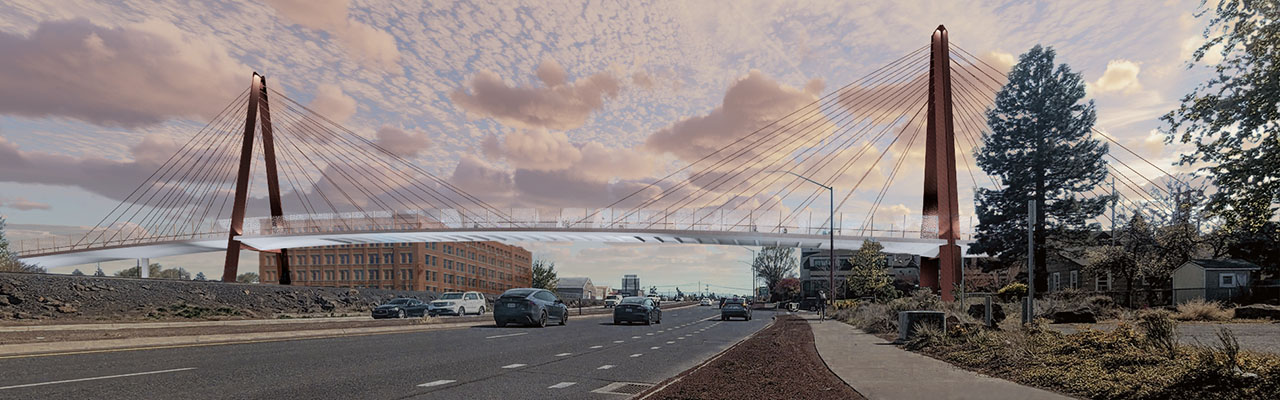 Rendered image of the bridge option 1