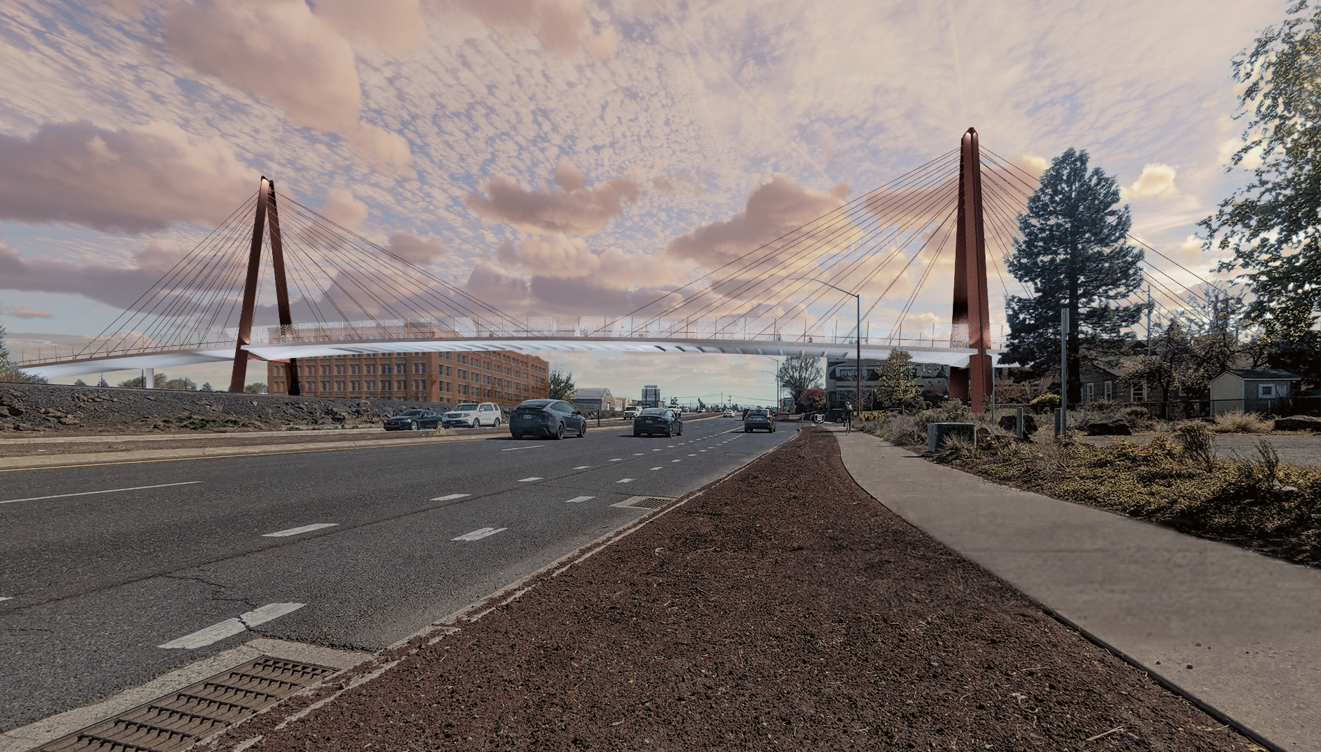 Rendered image of the bridge option 1 