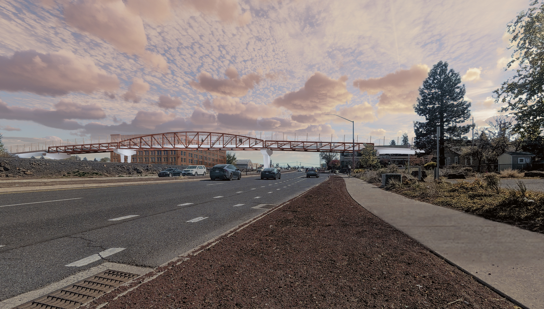 Rendered image of the bridge option 4