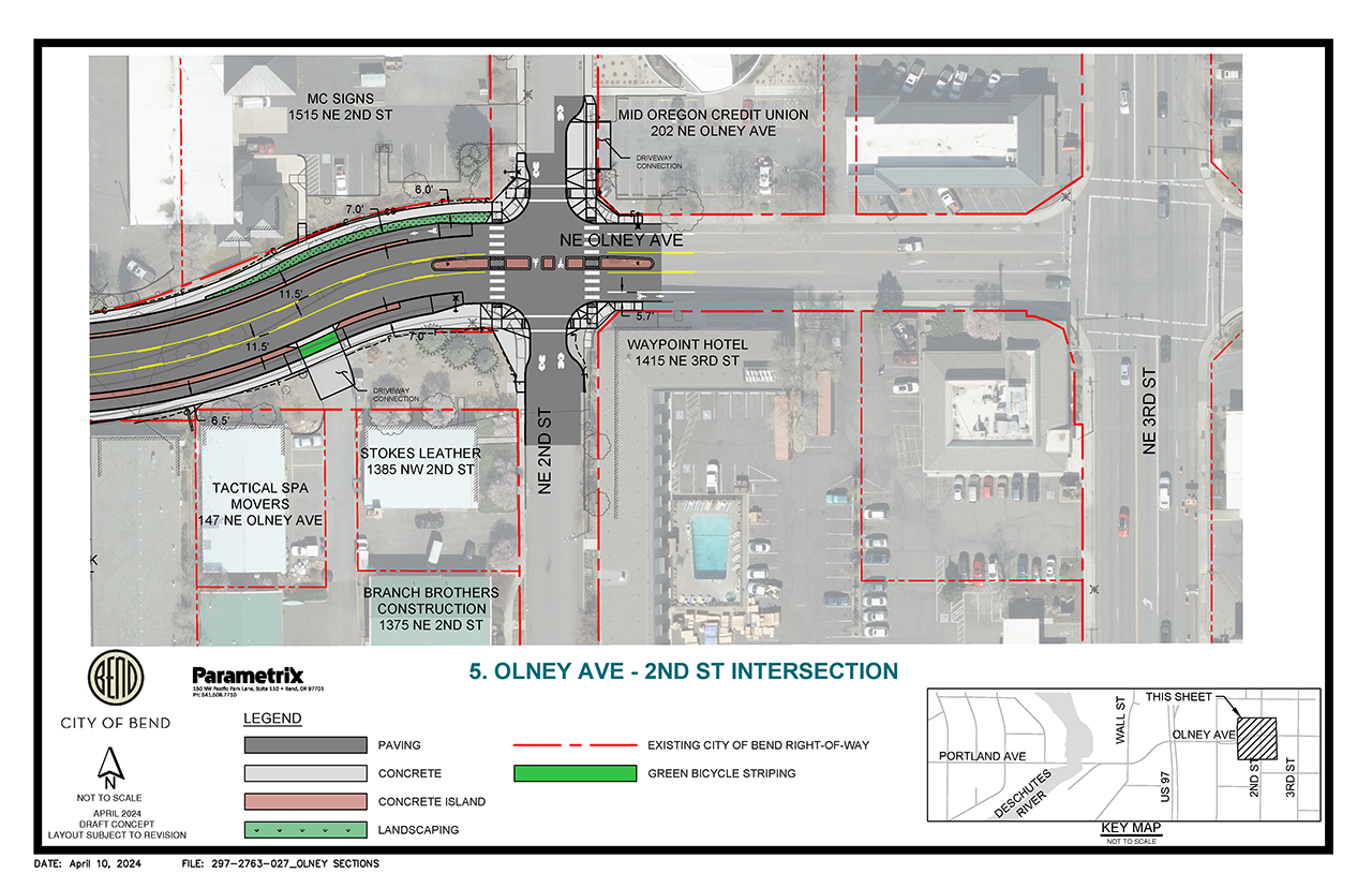 Illustration for the Olney Ave and 2nd St Intersection design