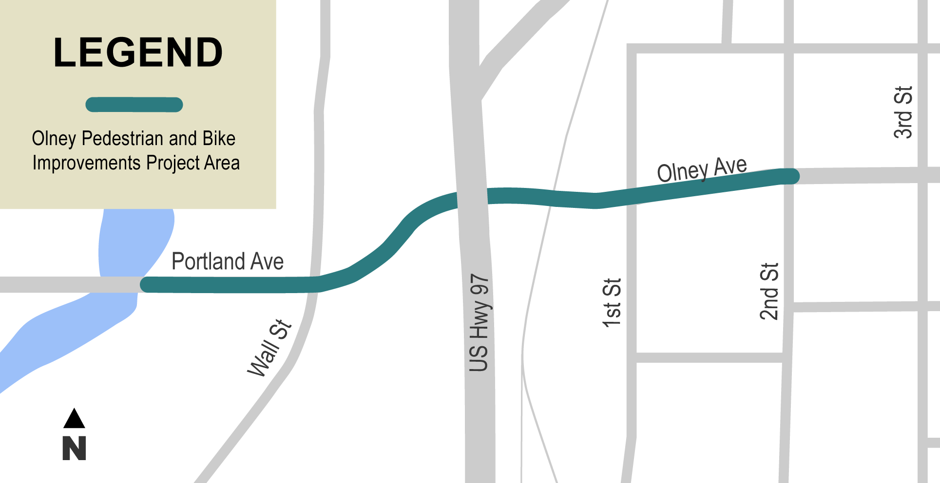 Graphic of project map on Olney Ave