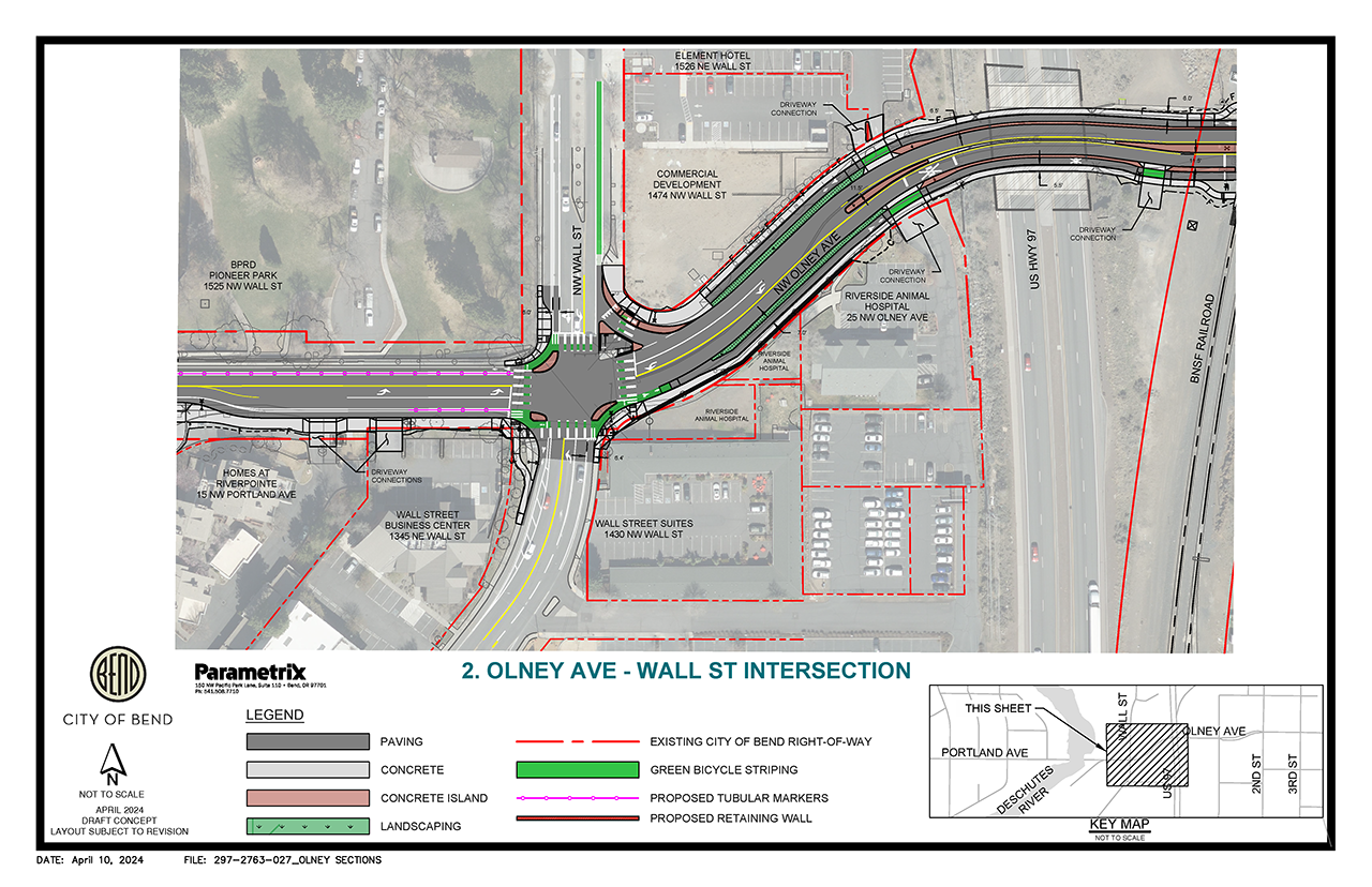 Illustration for the Olney Ave and Wall St Intersection design