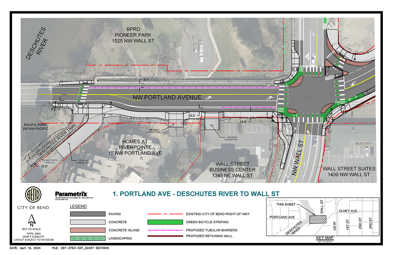 illustration for the Portland Ave from the Deschutes River to Wall St design