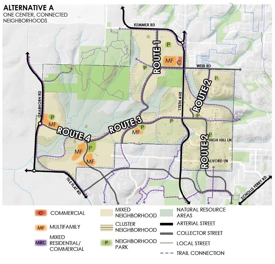 Map of Alternative A collector routes