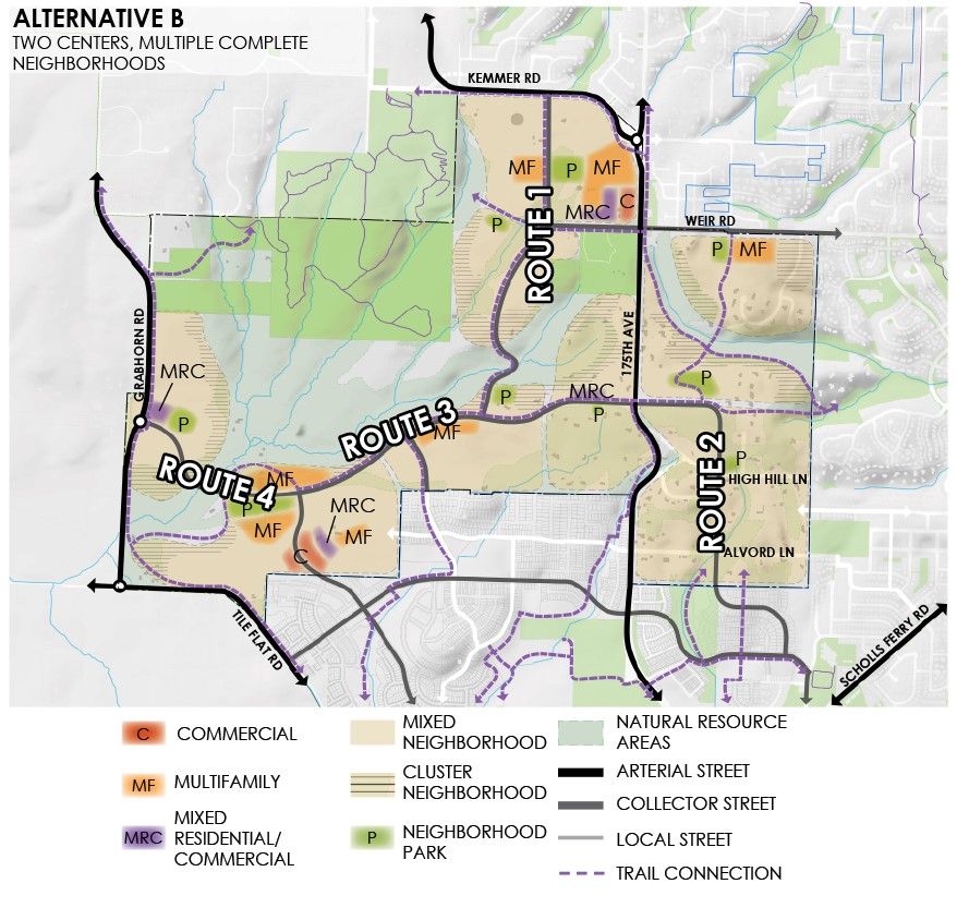 Map of Alternative B collector routes