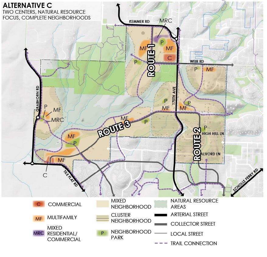 Map of Alternative C collector routes